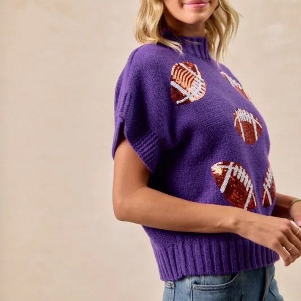 BiBi Purple Football Sweater - Picture 2 of 3